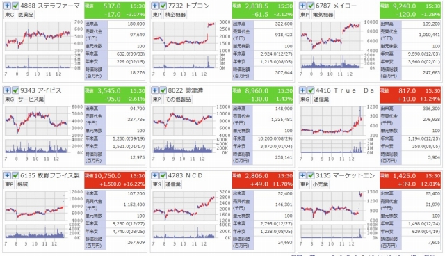 2024年　株価が2倍以上になった株　日足2